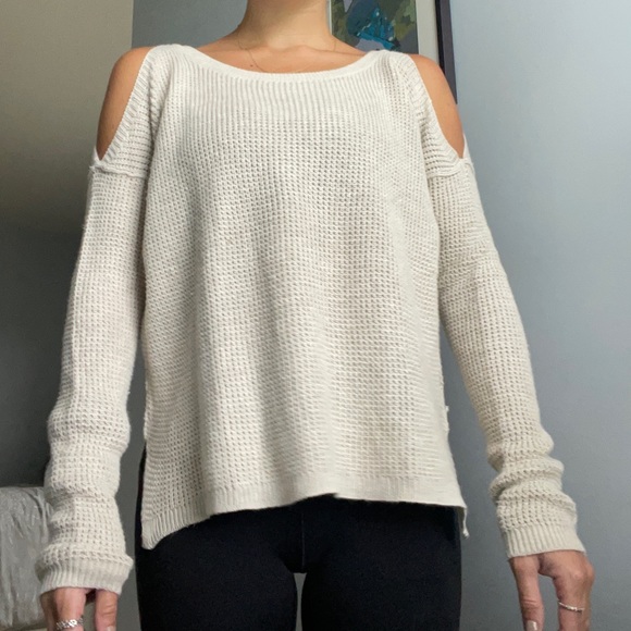 Cold Shoulder Cream Sweater - Picture 1 of 7